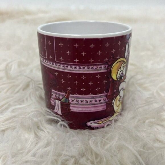 Vintage Walt Disney Mug Fancy Donald And Daisy Duck Applause Mug Maroon & White - Picture 6 of 9